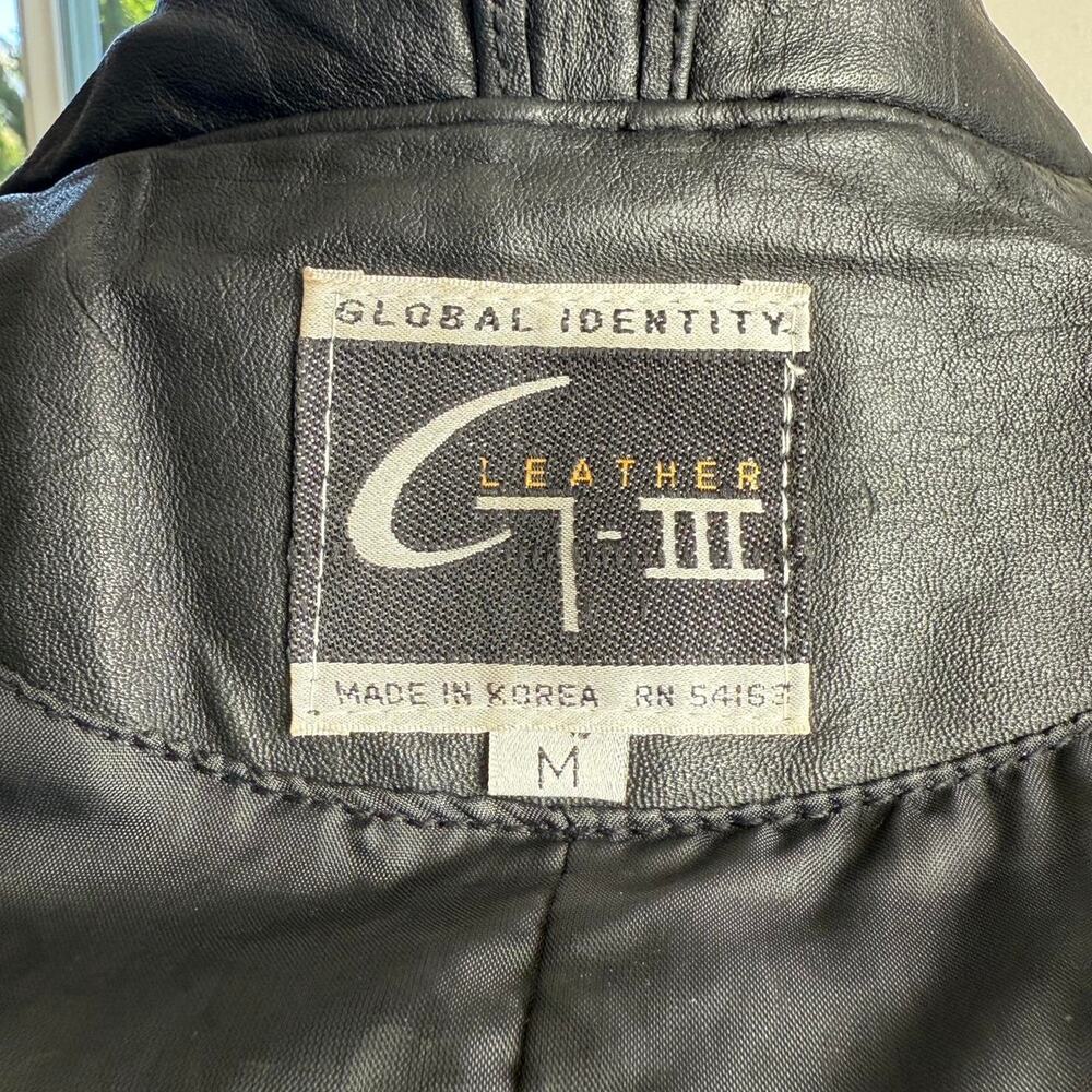 Vintage G-III Black leather trench coat size M - Picture 6 of 8